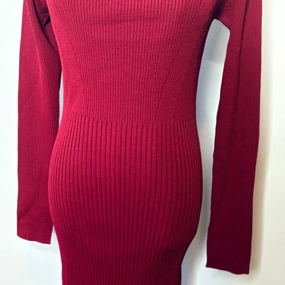 Jason Wu Collective Off the Shoulder Back Tie Maroon Sweater Dress Womens Medium - Picture 4 of 10
